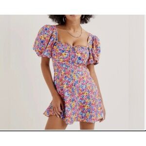 For Love And Lemons Sasha Floral Mini Dress NWOT Puff Sleeve Cottagecore
